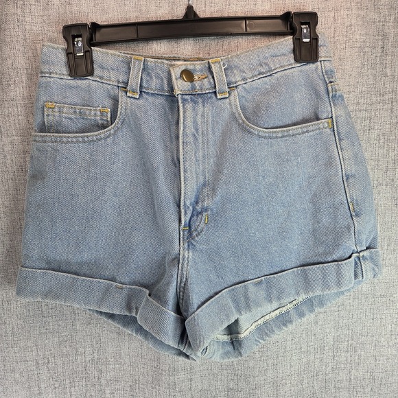 American Apparel Pants - American Apparel Womens Denim Cuffed Shorts High Rise Size 25 Festival Beach